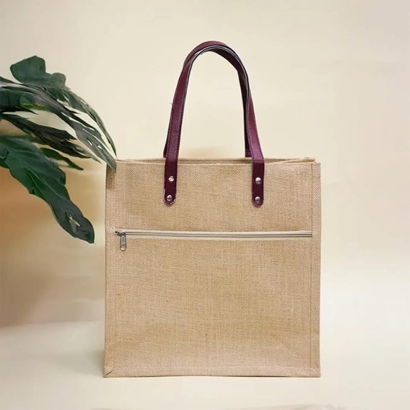 Jute Cottage Kalamkari Patch Design Jute Shopping Bag