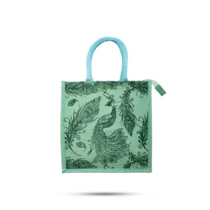 Jute Tote Lunch Bag with Zip