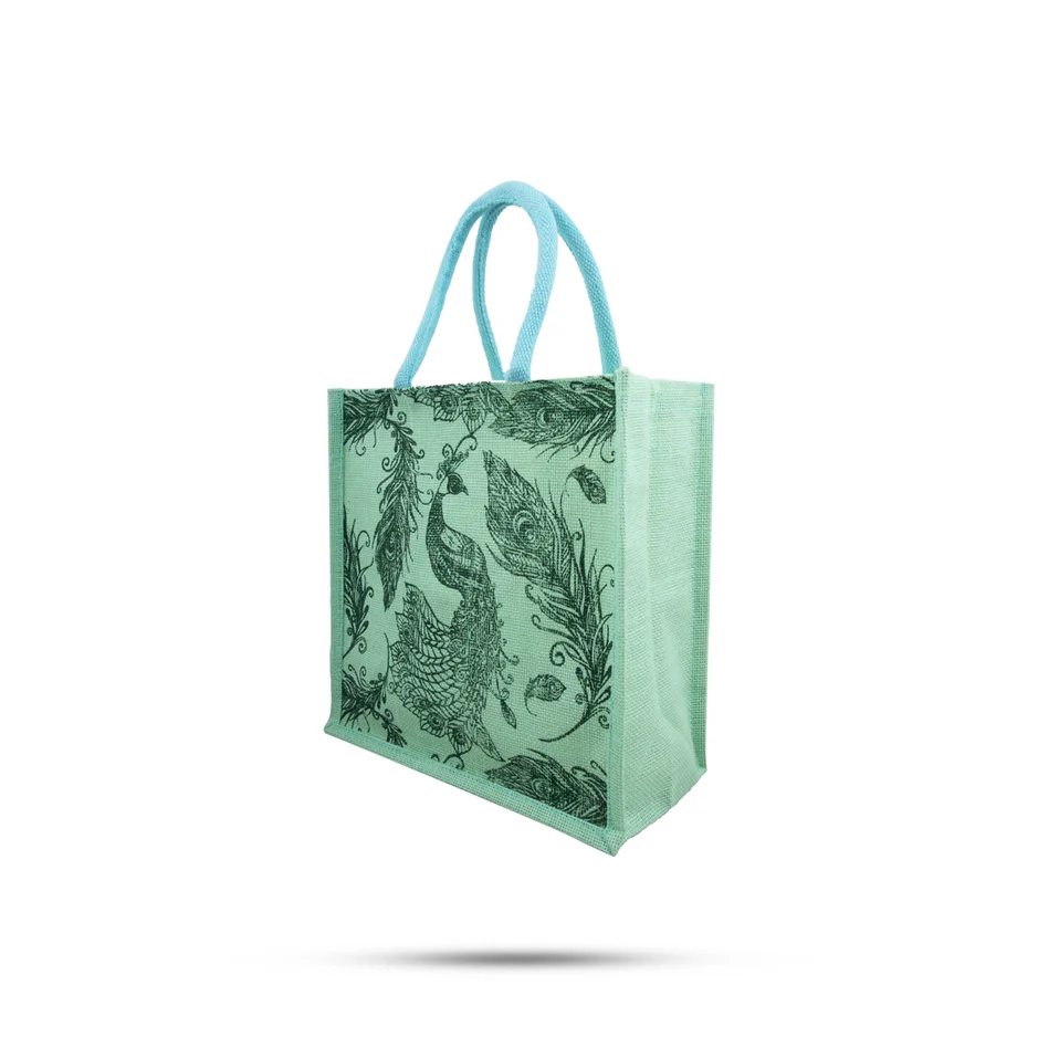 Jute Tote Lunch Bag with Zip