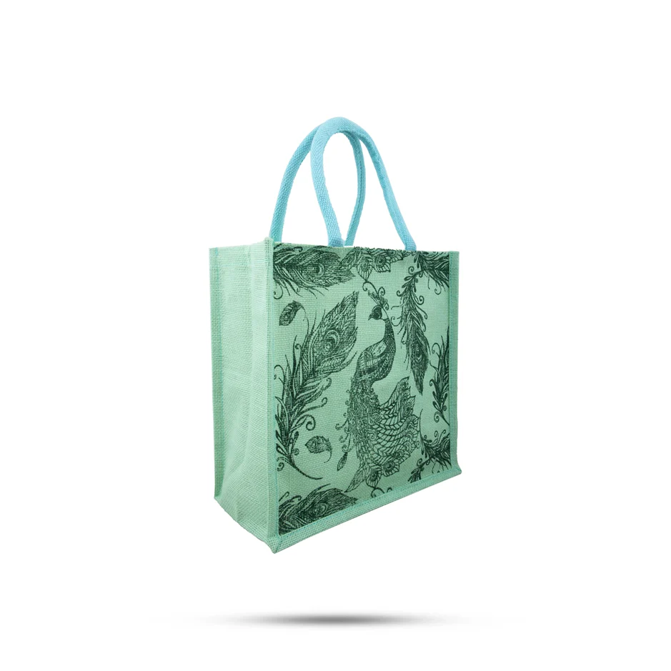 Jute Tote Lunch Bag with Zip