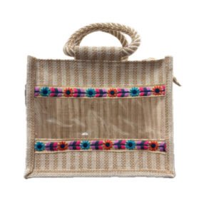 Designer Jute Bag with Transparent Window